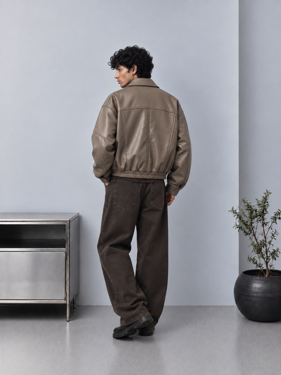 AWAY LEATHER JACKET (Mushroom)